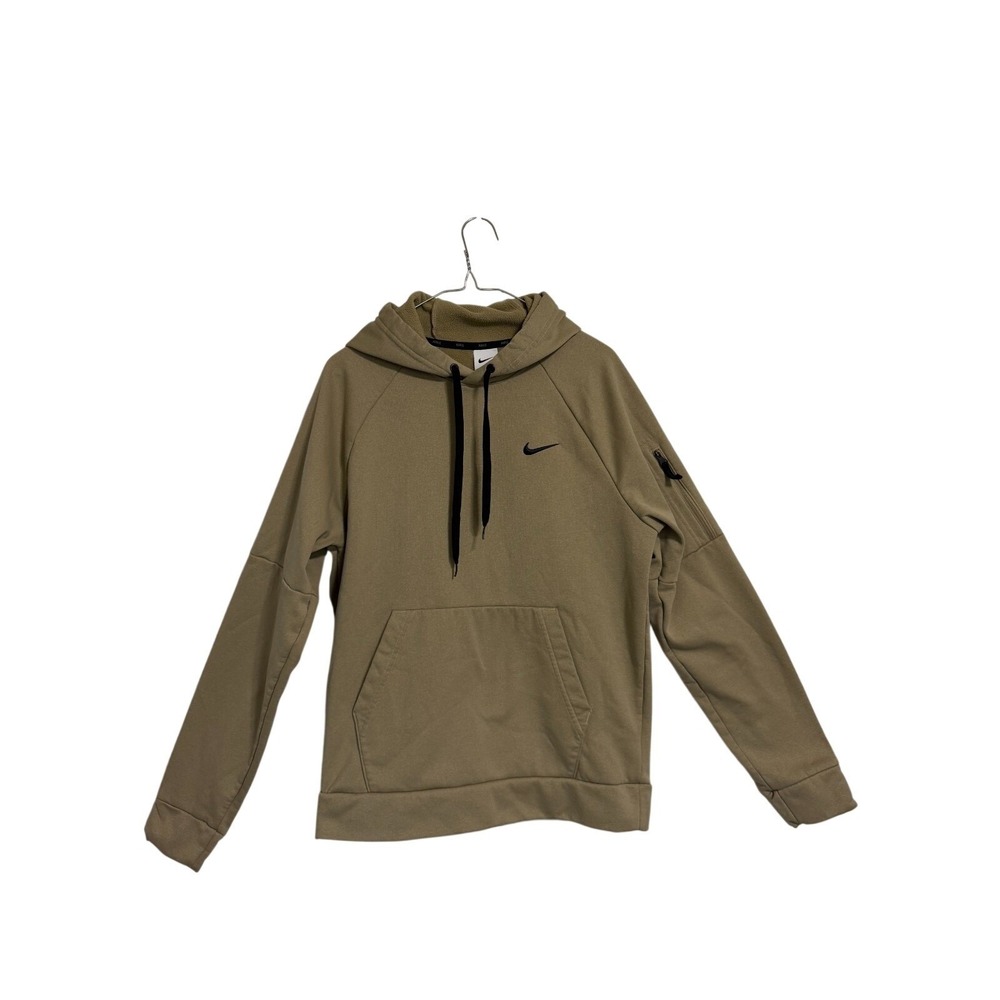 Nike Therma-FIT Hoodie‎ Mens Small Khaki Tan Pullover DQ4834-247 Pocket Arm Zip